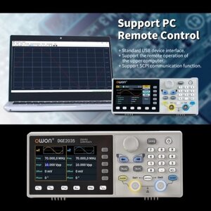 Owon DGE2035 Цифровой запоминающий осциллограф Двухканальный генератор сигналов произвольной формы 3,6-дюймовый ЖК-дисплей 2CH 35MHz 125MS/s
