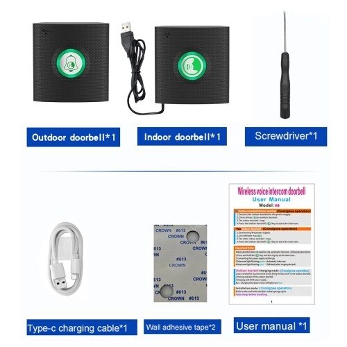 Беспроводной дверной звонок, домофон, 433 МГц, невизуальное здание, умный домофон, дверные звонки для дома, двусторонняя связь в реальном времени, управление одной кнопкой, электронный дверной звонок, громкий и чистый - опт
