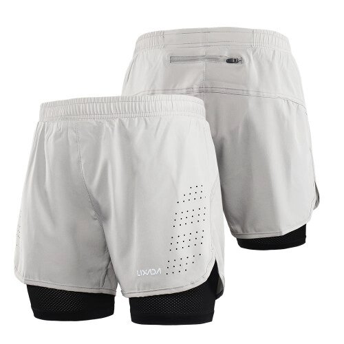 Lixada Men&#039;s 2-in-1 Running Shorts Быстрое высыхание Дышащее активное упражнение Упражнение Бег трусцой Шорты с длинным вкладышем - опт