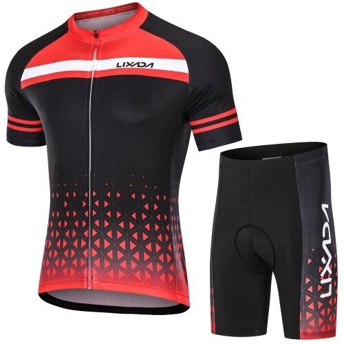 Lixada Men Cycling Jersey Set Дышащие быстросохнущие шорты с короткими рукавами и мягкой подкладкой MTB Cycling Outfit Set - фото