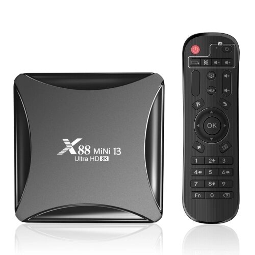 X88 MiNi 13 Android 13.0 Smart TV Box RK3528 Четырехъядерный медиаплеер 4K H. 265 VP9 Декодирование 8K 2,4G/5G Двухдиапазонный Wi-Fi BT 2 ГБ + 16 ГБ с пультом дистанционного управления - интернет магазин