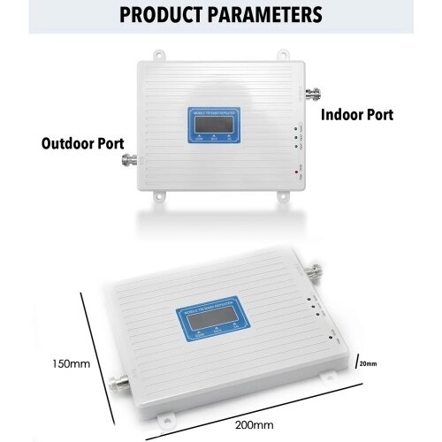 Трехдиапазонный усилитель 110-220 В 900 1800 2100 GSM DCS WCDMA 4/3/2G LTE Универсальный усилитель сигнала Интеллектуальный повторитель комплект - описание