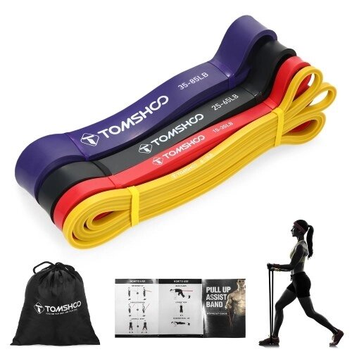 TOMSHOO Pull Up Assist Band Эластичная лента для упражнений по пауэрлифтингу Эластичные ленты для упражнений с сумкой для переноски - сравнение