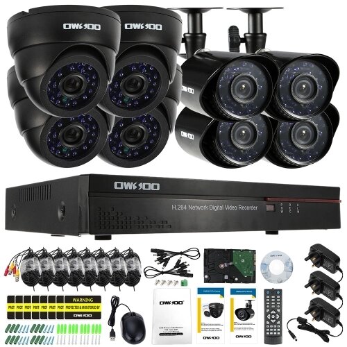 OWSOO 16CH Full CIF 800TVL Система видеонаблюдения DVR Security System - выбрать