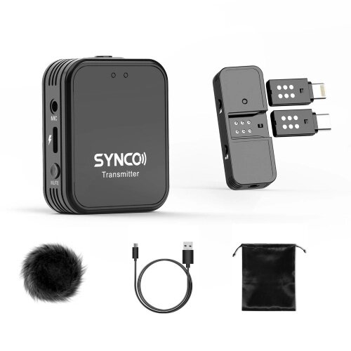 Беспроводная микрофонная система SYNCO G1TL 2.4G, включающая микрофонный передатчик с клипсой + мини-приемник с 2 разъемами - преимущества