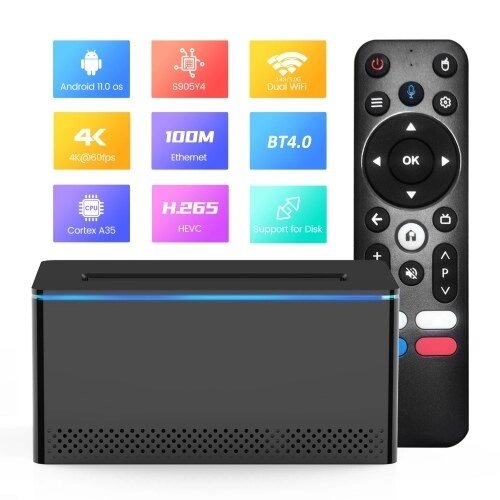 X6 Android 11.0 Smart TV Box Amlogic S905Y4 Медиаплеер 4K LPDDR4 2 ГБ EMMC 16 ГБ со слотом для жесткого диска SATA6 2.4G/5G Двухдиапазонный WiFi BT4.0 VP9 Декодирование H. 265 с дистанционным управлением - отзывы