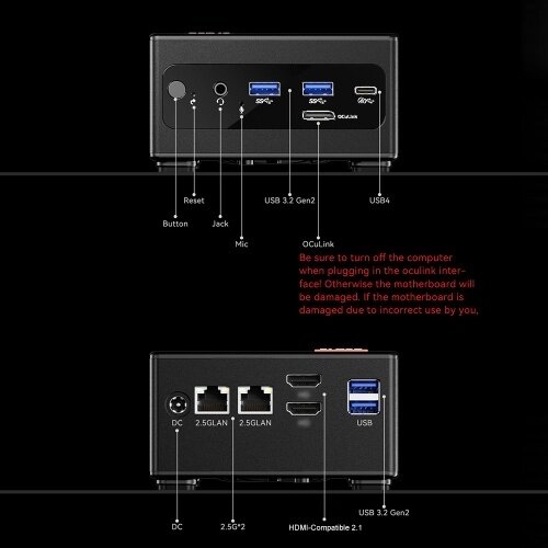 Мини-пК AOOSTAR с Windows 11PRO, 32 ГБ LPDRR5, 1 ТБ SSD, мини-настольный компьютер, процессор AMD Ryzen 7 6800H, 8 ядер, 16 потоков, регулируемый BIOS, WIFI6 BT5.2, два порта LAN 2,5G, USB3.2, поддержка тройного - наличие