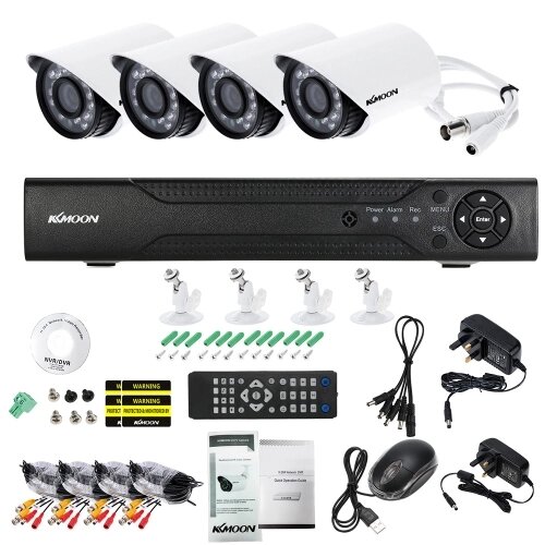 KKmoon 4CH Channel Full 1080N AHD DVR HVR NVR + 4 * 1500TVL Водонепроницаемая камера видеонаблюдения + 4 * 60 футов Кабель наблюдения - гарантия