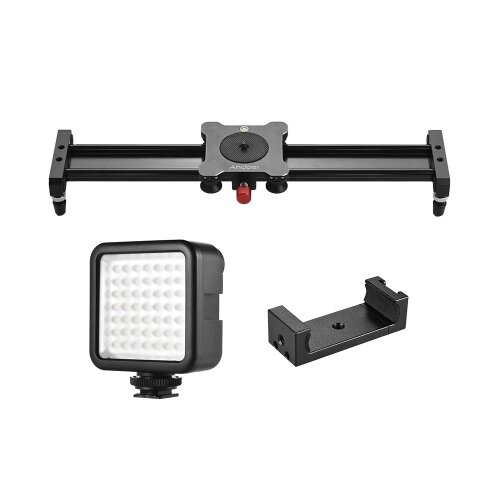 Andoer 40 см / 15,7 дюймов Алюминиевый сплав Video Slider Track Rail Stabilizer со светодиодной подсветкой / штатив для штатива - заказать