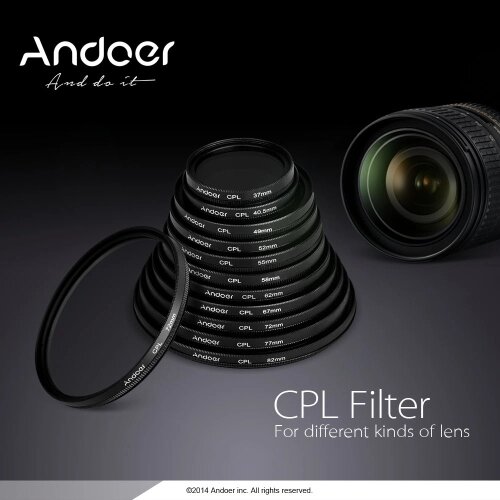 Andoer 58mm Цифровой Сверхтонкий CPL Круговой Поляризатор Поляризационный Стеклянный Фильтр для Canon Nikon Сони DSLR Объектива Камеры - выбрать