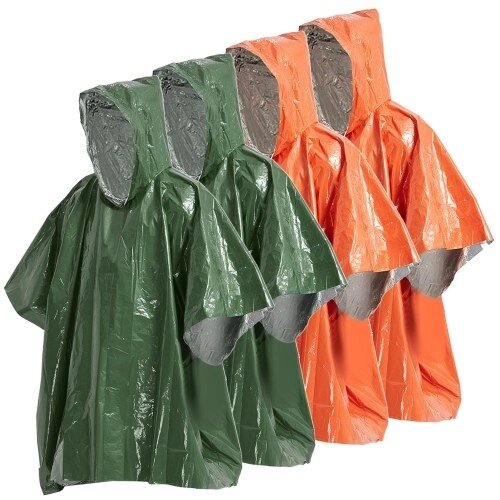 4 Pack Emergency Rain Poncho Тепловое пончо Погодозащитное снаряжение для выживания на открытом воздухе - преимущества