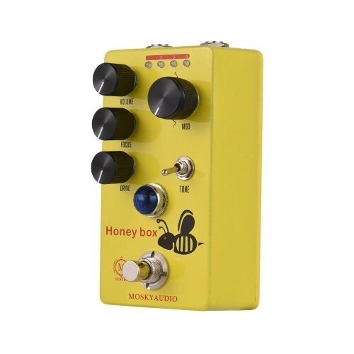 Гитарная педаль MOSKYAUDIO HONEY BOX DRIVE Dynamic Overdrive — универсальное управление, прочная и компактная - наличие