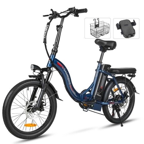 SAMEBIKE CY20 Складной электрический велосипед 20*2,35-дюймовые спицы, мотор 350 Вт, аккумулятор 36 В 12 Ач, максимальный запас хода 80 км, механические дисковые тормоза, двойная подвеска - скидка