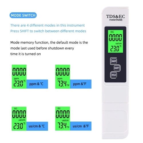 3-в-1 Многофункциональный детектор качества воды Портативный тестер TDS Pen Tester EC Meter Точный инструмент для измерения качества воды - преимущества