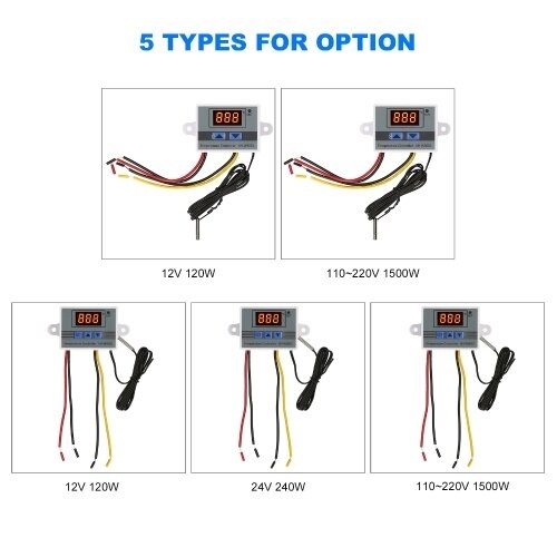 Электронный регулятор температуры Светодиодный дисплей Модуль термостата Переключатель модуля управления температурой с водонепроницаемым датчиком NTC -50 ~ 110  для холодильника 12 В 120 Вт - интернет магазин