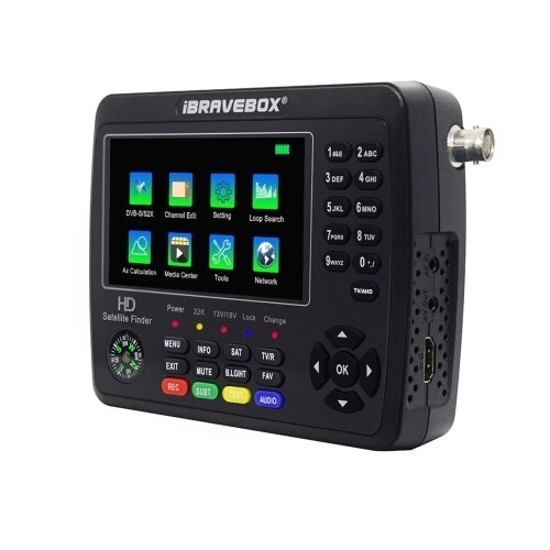 IBRAVEBOX V10 Finder Max+ HD Искатель сигнала спутникового телевидения DVB-S/S2/S2X Цифровой портативный измеритель сигнала Спутниковый искатель H. 265 4,3-дюймовый ЖК-дисплей для настройки спутниковой антенны - заказать