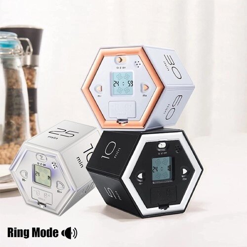 Hexagon Digital Clock Timer Магнитные кубики Таймер Кухня Hexagon Flip Timer для изучения кулинарии Тренировки Простой в использовании магнитный Flip Focus-таймер - особенности