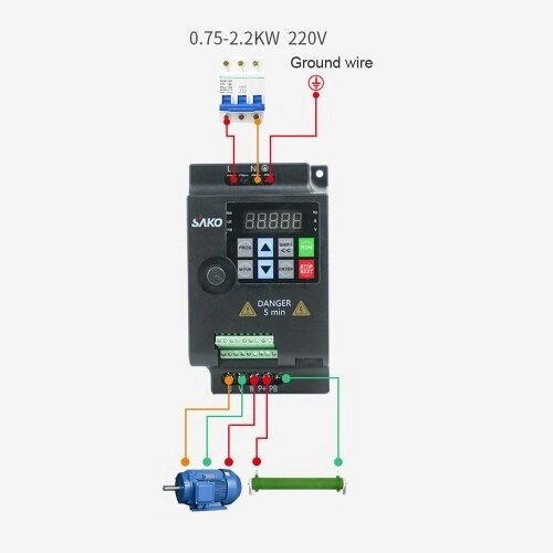 Однофазный преобразователь частоты VFD инвертора вектора AC220V переменный для бесступенчатого управления скоростью двигателя 2.2KW - опт