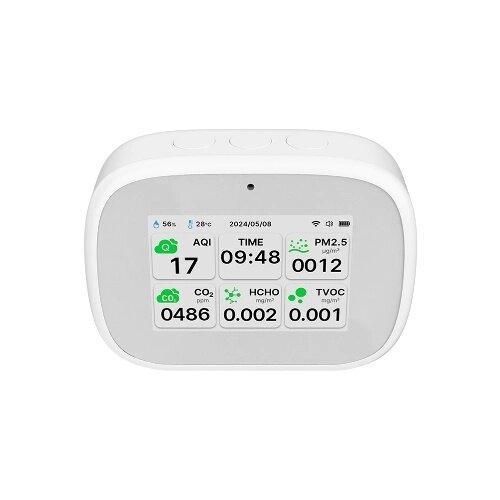 Tuya WiFi 10в1 детектор качества воздуха бытовой портативный AQI PM2.5 PM1.0 PM10 тестер CO2 TVOC HCHO TFT-дисплей многофункциональный измеритель времени, температуры и влажности - особенности