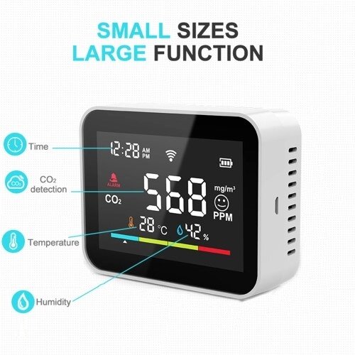 Wi-Fi Smart CO2 Detector Портативный монитор качества воздуха CO2 Alarm Meter LCD Температура Влажность Tester Многофункциональный CO2 Temp. Датчик обнаружения влажности Обнаружение углекислого газа Интеллектуальная - акции