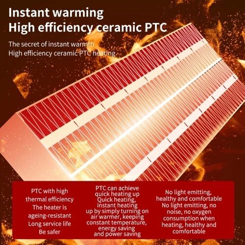 Обогреватель помещения 500 Вт PTC Керамический малошумный быстрый нагрев Портативный персональный обогреватель Вентилятор с опрокидыванием на 30 градусов и защитой от перегрева для спальни, офиса, для использования в - гарантия