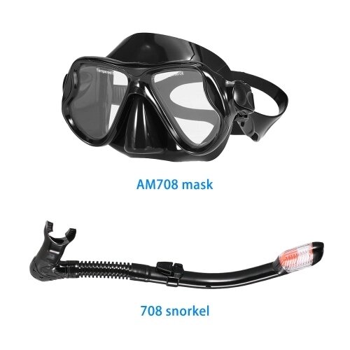 Lixada Adults Freediving Mask Набор для снорклинга Противотуманные очки для подводного плавания Набор для подводного плавания с маской для подводного плавания Маска для плавания из закаленного стекла для мужчин и - Узбекистан