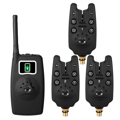 Lixada Wireless Fishing Bite Alarms Set Digital Fishing Alarm Kit Светодиодный индикатор аварийной сигнализации Предупреждающий приемник колокола Рыболовные снасти с коробкой на молнии - розница