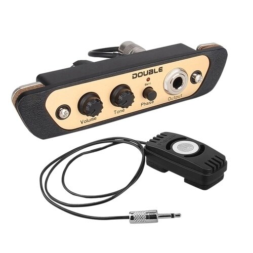 DOUBLE CJ01L Cajon Box Drum Preamp Pickup Звукосниматель для музыкальных инструментов с микрофоном 1/4 дюйма - опт