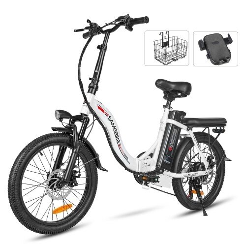 SAMEBIKE CY20 Складной электрический велосипед 20*2,35-дюймовые спицы, мотор 350 Вт, аккумулятор 36 В 12 Ач, максимальный запас хода 80 км, механические дисковые тормоза, двойная подвеска - Узбекистан