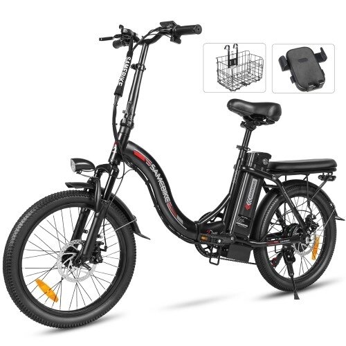 SAMEBIKE CY20 Складной электрический велосипед 20*2,35-дюймовые спицы, мотор 350 Вт, аккумулятор 36 В 12 Ач, максимальный запас хода 80 км, механические дисковые тормоза, двойная подвеска - наличие