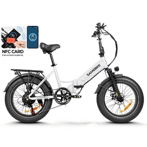 SAMEBIKE LOTDM200-iI Электровелосипед 20*4,0 дюйма, складной электрический велосипед с толстыми шинами, двигатель 750 Вт, аккумулятор 48 В 13 А·ч, запас хода 80 км, система двойной подвески, механические дисковые - фото