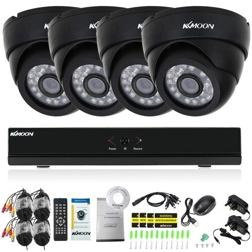 KKmoon 8CH Channel Full 960H / D1 800TVL CCTV Surveillance DVR Security System HD P2P Cloud Onvif Network Цифровой видеорегистратор + 4 * Крытый инфракрасный Doom Camera + 4 * 60-футовый кабель Поддержка IR-CUT - отзывы