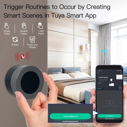 TY Zigbee Smart Knob Switch Автоматизация Беспроводной переключатель сцены Кнопка затемнения с питанием от аккумулятора для бытовой техники Поворотный мини-умный переключатель DIY Сценарий - распродажа