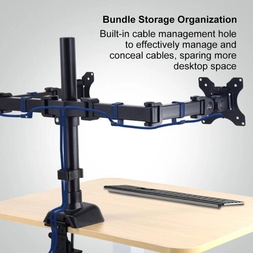 Крепление для двойного монитора из алюминиевого сплава. Вращающаяся на 360° подставка для монитора. Вмещает экраны размером 17–32 дюйма. Регулируемые кронштейны для одного монитора для домашнего офиса. PM100T. - розница