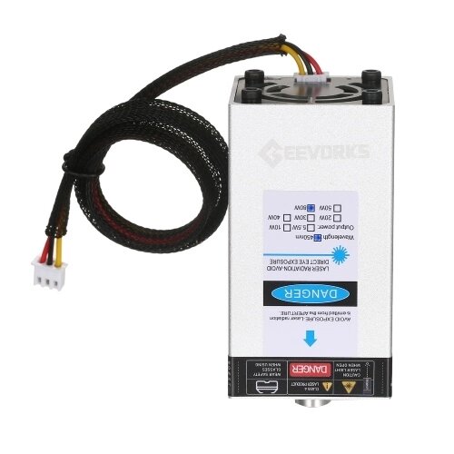 Gevorks 450nm 80W Лазерный модуль Фиксированное фокусное расстояние Лазерная гравировальная головка Высокоскоростной лазерный гравер Резак 3D-принтер Фрезерный станок с ЧПУ Лазерный модуль для поделок Ремесло Дерево - розница