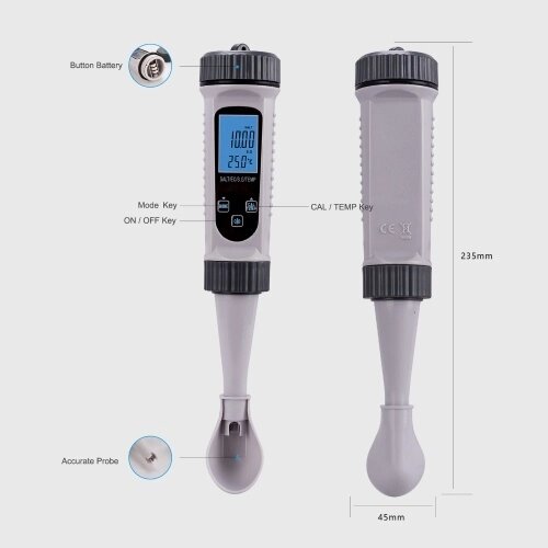 Цифровой тестер воды 4 в 1 Измеритель температуры SALT SG Высокоточное устройство для проверки качества воды Pen Измерительное устройство для питьевой воды Плавательный бассейн Аквариум Гидропоника - Андижан