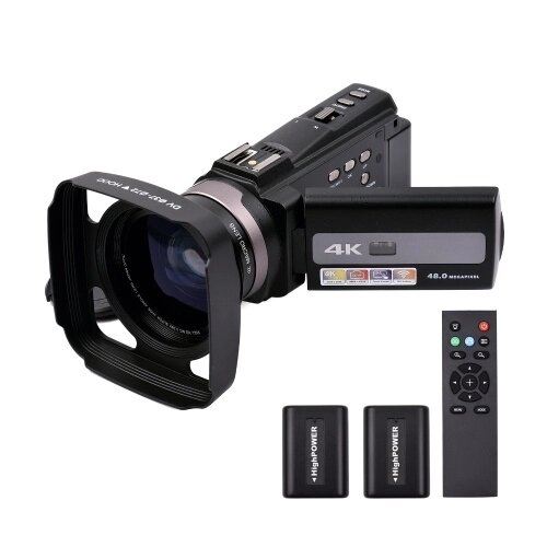 Andoer 4K 60FPS Ultra HD Цифровая видеокамера DV-видеокамера 48MP 16-кратный зум 3-дюймовый вращающийся ЖК-сенсорный экран Совместное использование Wi-Fi ИК ночного видения Обнаружение движения Замедленная съемка с - гарантия