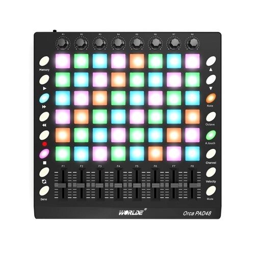 WORLDE PAD48 Портативный USB-контроллер барабанных MIDI-пэдов с 48 пэдами с RGB-подсветкой - фото