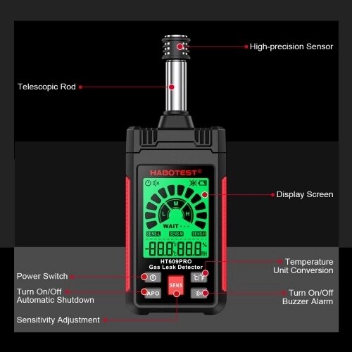 HABOTEST HT609PRO Детектор утечки газа 50-1000PPM Детектор природного газа - наличие