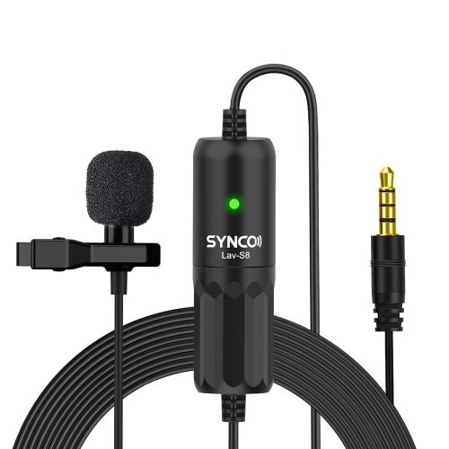 SYNCO Lav-S8 Профессиональный петличный микрофон Клипса Всенаправленный петличный микрофон Подавление шума Автоматическое сопряжение Кабель длиной 8 м / 26,2 фута для камеры DSLR Смартфон ПК Запись видео Видеоблог - распродажа