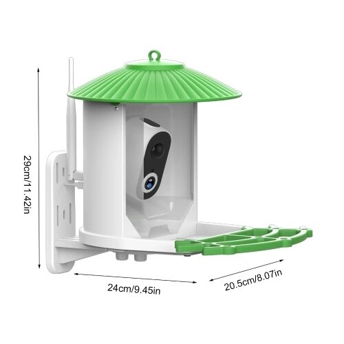 Умная кормушка для птиц на солнечной энергии с HD-камерой ночного видения 1080P AI идентификация видов птиц Кормушка IP65 Водонепроницаемая (с TF-картой) - розница