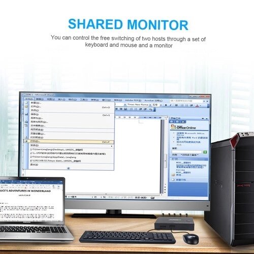 AIMOS HDMI KVM-переключатель 4K 2 в 1-выходном KVM-переключателе Клавиатура Мышь USB Общий дисплей Контроллер синхронизации - Андижан