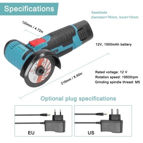 Электрический шлифовальный инструмент, 12 В, 19500 об/мин, многофункциональная угловая шлифовальная машина, ручной резак для резки, полировки, керамической плитки, дерева, камня, стали - описание