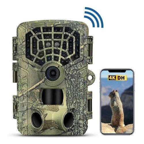 4K 32MP WiFi Trail Camera Водонепроницаемая охотничья камера ночного видения с управлением через приложение для охоты и наблюдения за дикой природой - розница