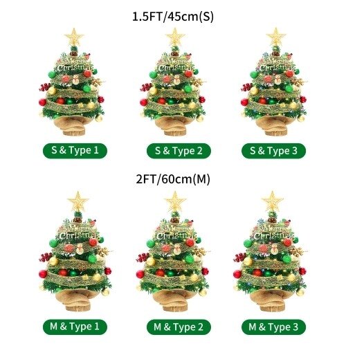 1,5-футовая настольная рождественская елка с верхней звездой, красными зелеными шариками, лента, мини-искусственная рождественская елка для стола, классическая серия, праздничное украшение - опт