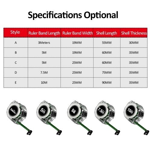 Рулетка Высокоточная рулетка Флуоресцентная цветная линейка с прозрачной оболочкой Металлическая шкала прозрачна, устойчива к падениям и износу, подходит для многих случаев - особенности