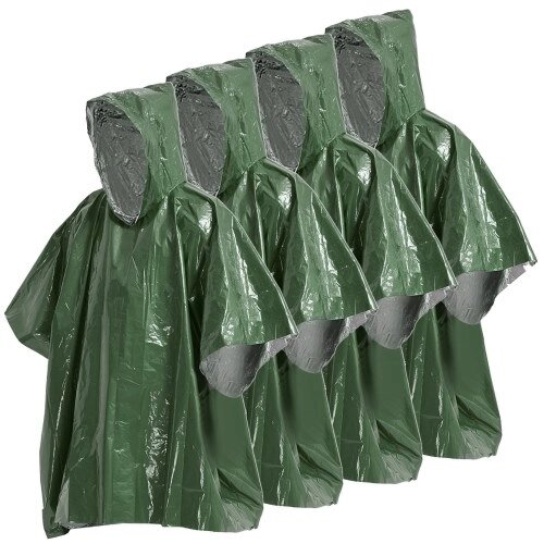 4 Pack Emergency Rain Poncho Тепловое пончо Погодозащитное снаряжение для выживания на открытом воздухе - интернет магазин