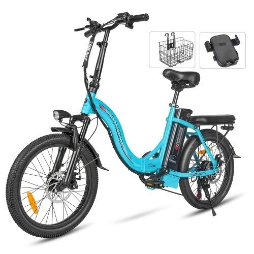 SAMEBIKE CY20 Складной электрический велосипед 20*2,35-дюймовые спицы, мотор 350 Вт, аккумулятор 36 В 12 Ач, максимальный запас хода 80 км, механические дисковые тормоза, двойная подвеска - фото