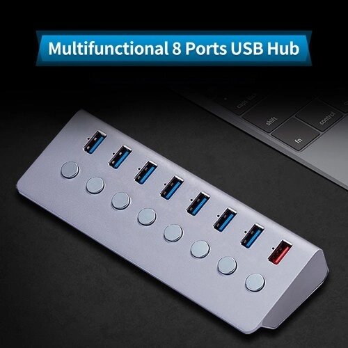 Многофункциональный 8-портовый USB-концентратор USB-преобразователь-удлинитель с 7-ю портами расширения USB3.0 1 порт для зарядки Независимые переключатели Штекер США - доставка