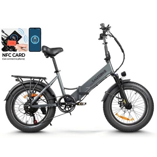 SAMEBIKE LOTDM200-iI Электровелосипед 20*4,0 дюйма, складной электрический велосипед с толстыми шинами, двигатель 750 Вт, аккумулятор 48 В 13 А·ч, запас хода 80 км, система двойной подвески, механические дисковые - интернет магазин